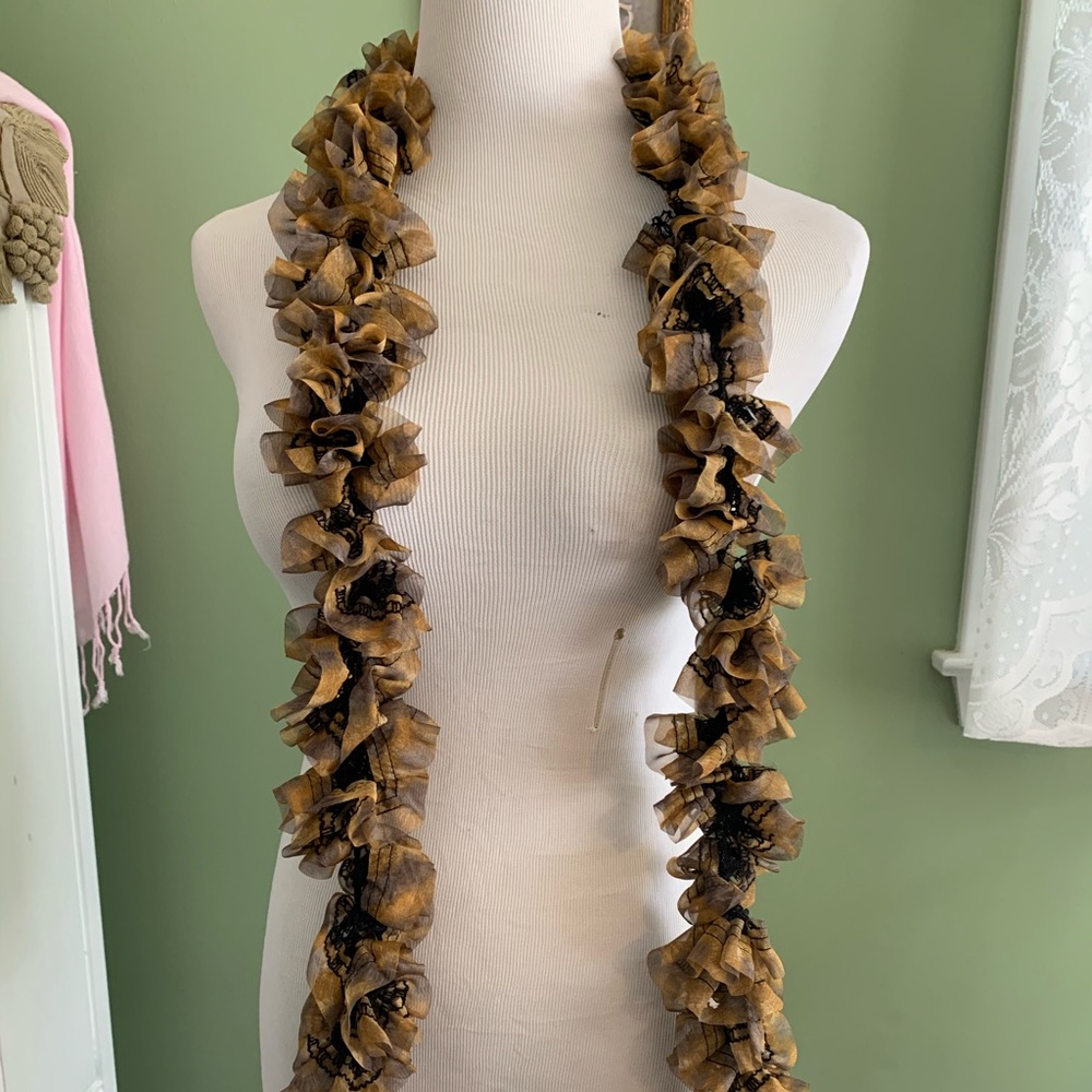 Taupe and gold textured scarf